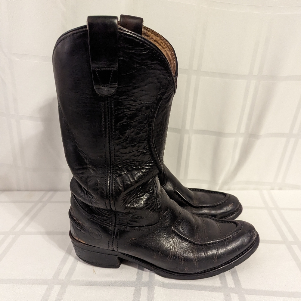 Double H Mens black leather work  western boots size 9D
